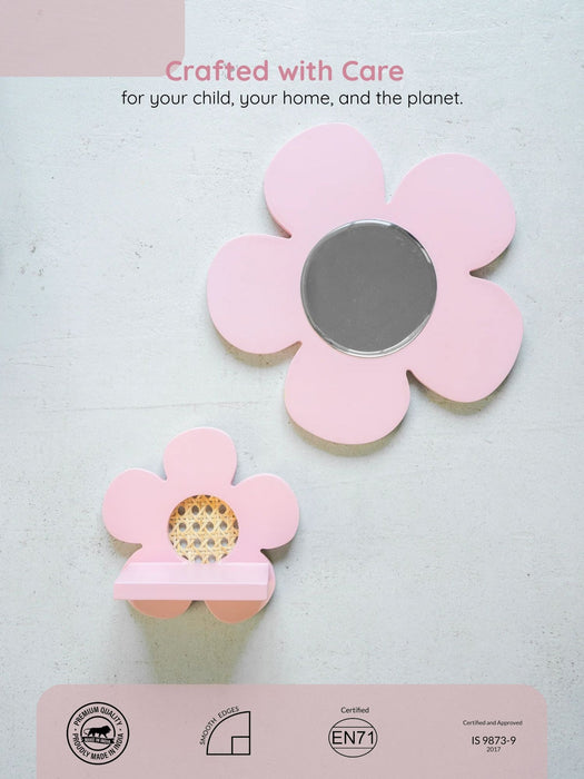 Flower mirror and Flower shelf with wicker